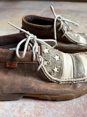 Twisted X Brown and Cream Moc Toe Lace-Up Men's Shoes